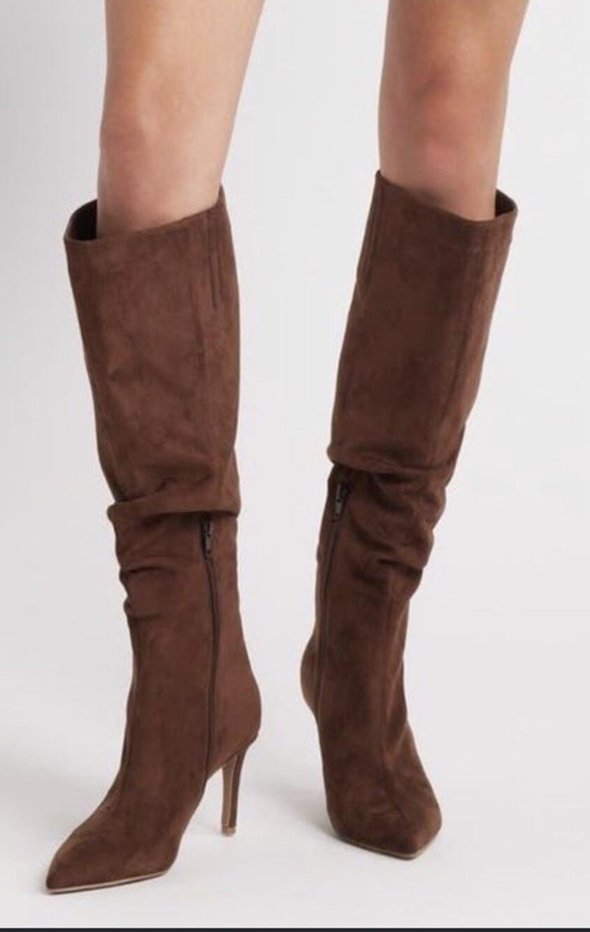 Open Edit Ariana Pointed Toe Knee High Brown Sz 8 NEW
